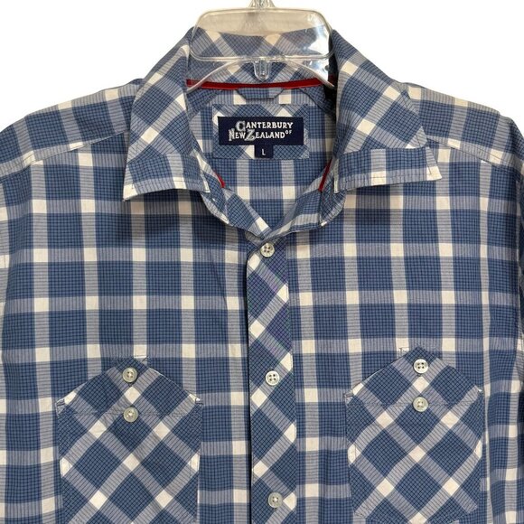 Mens Canterbury of New Zealand Short Sleeve Button Down Shirt - Size Large - Picture 2 of 7